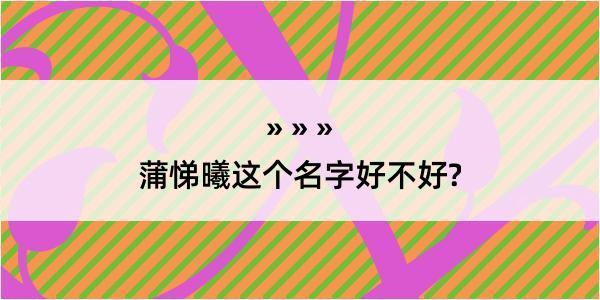 蒲悌曦这个名字好不好?