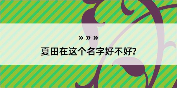 夏田在这个名字好不好?