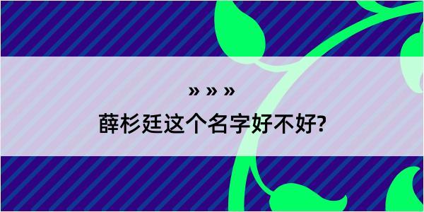 薛杉廷这个名字好不好?