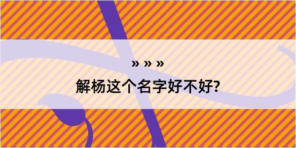 解杨这个名字好不好?