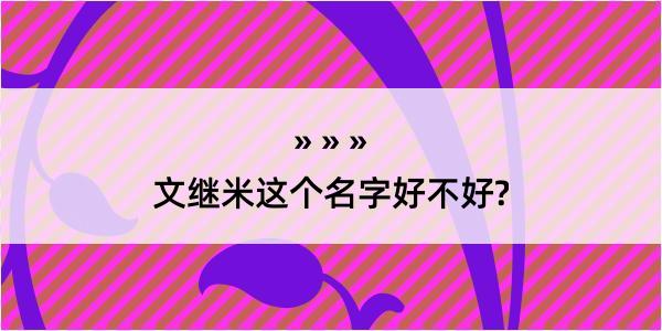 文继米这个名字好不好?