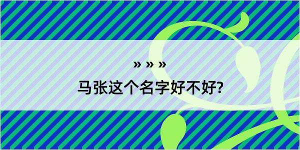 马张这个名字好不好?