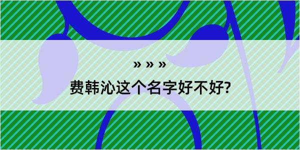 费韩沁这个名字好不好?