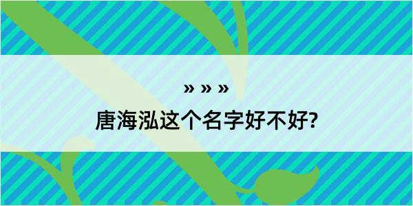 唐海泓这个名字好不好?