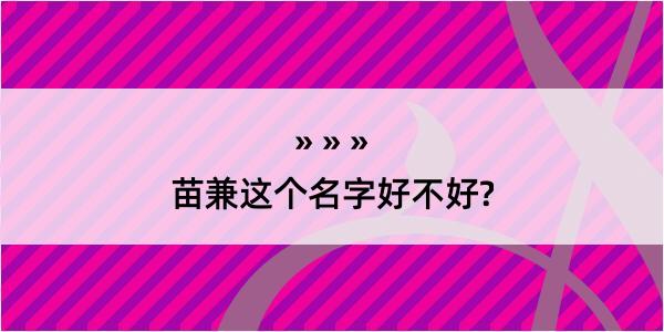 苗兼这个名字好不好?