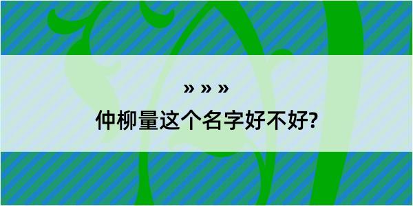 仲柳量这个名字好不好?