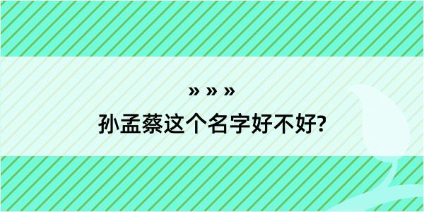 孙孟蔡这个名字好不好?