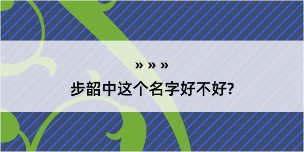 步韶中这个名字好不好?