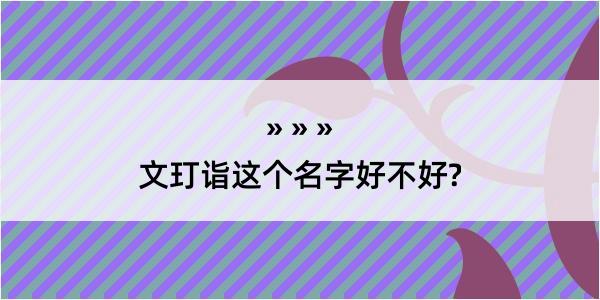 文玎诣这个名字好不好?