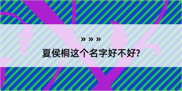 夏侯桐这个名字好不好?