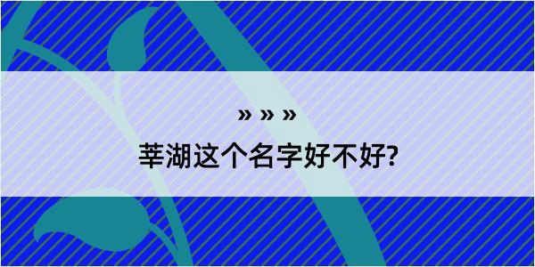 莘湖这个名字好不好?