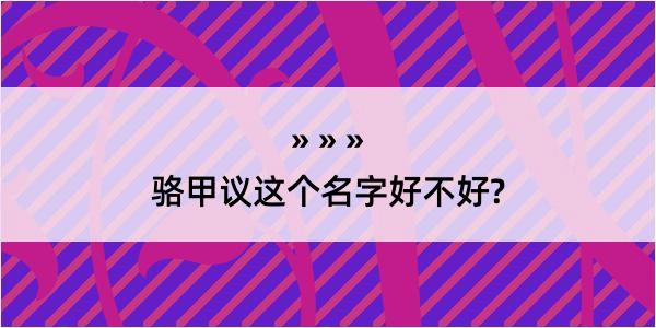 骆甲议这个名字好不好?