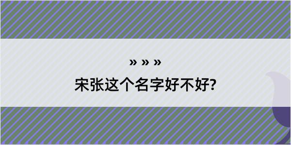 宋张这个名字好不好?