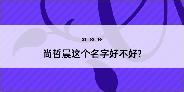 尚晢晨这个名字好不好?