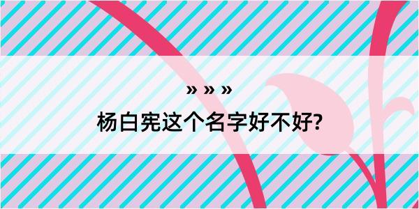 杨白宪这个名字好不好?