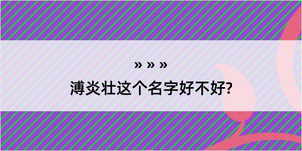 溥炎壮这个名字好不好?