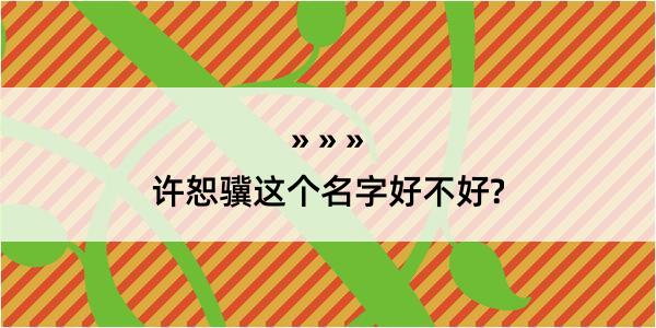 许恕骥这个名字好不好?