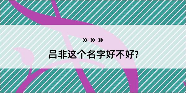 吕非这个名字好不好?