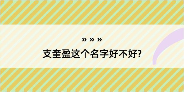 支奎盈这个名字好不好?