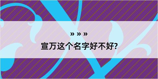 宣万这个名字好不好?