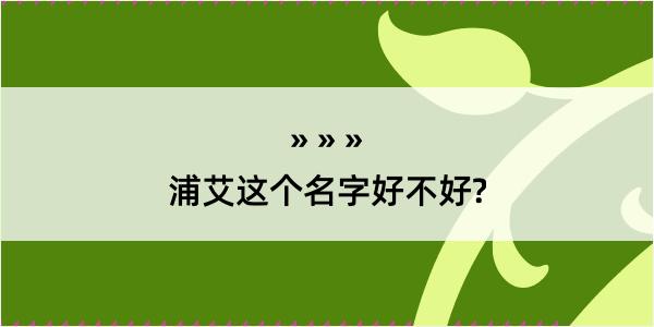 浦艾这个名字好不好?