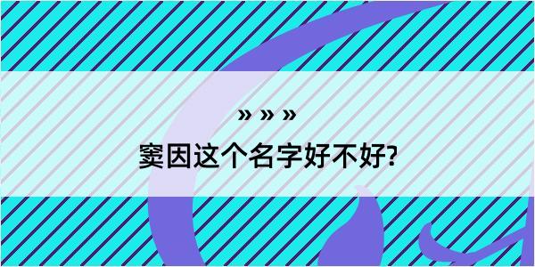 窦因这个名字好不好?