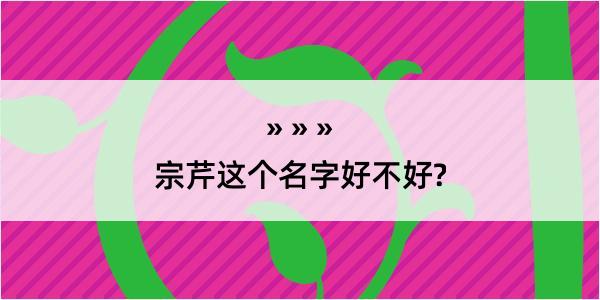 宗芹这个名字好不好?