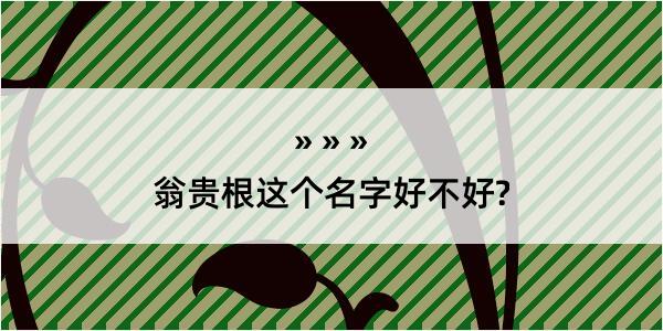 翁贵根这个名字好不好?