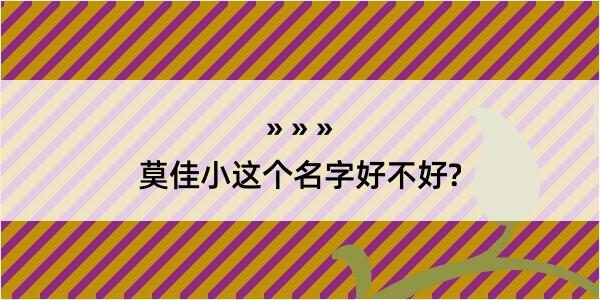 莫佳小这个名字好不好?