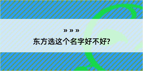 东方选这个名字好不好?