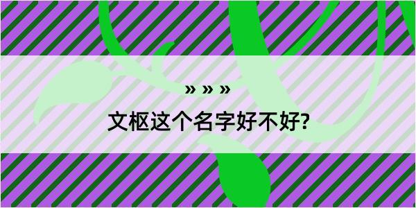 文枢这个名字好不好?