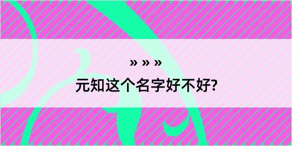 元知这个名字好不好?