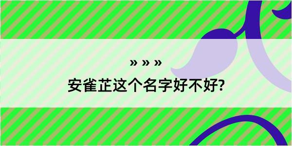 安雀芷这个名字好不好?