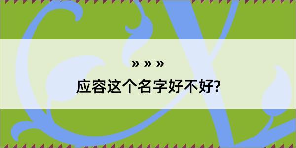 应容这个名字好不好?