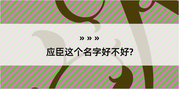 应臣这个名字好不好?