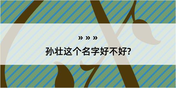 孙壮这个名字好不好?