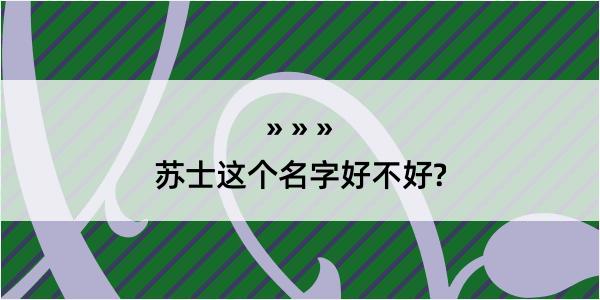 苏士这个名字好不好?