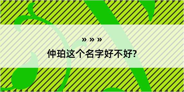 仲珀这个名字好不好?