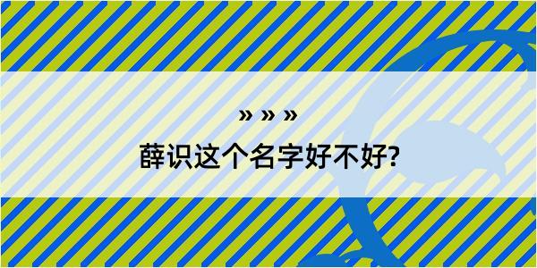 薛识这个名字好不好?