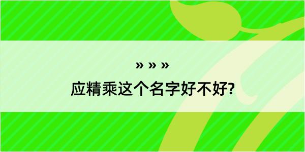 应精乘这个名字好不好?