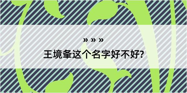 王境夆这个名字好不好?