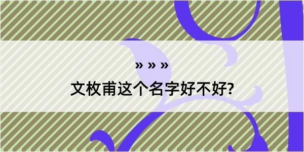 文枚甫这个名字好不好?