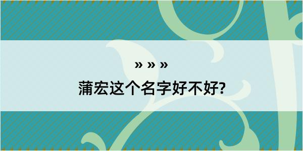 蒲宏这个名字好不好?