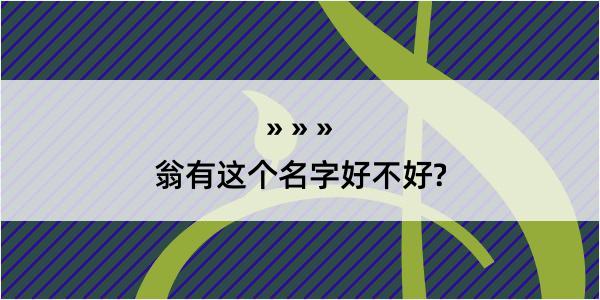 翁有这个名字好不好?