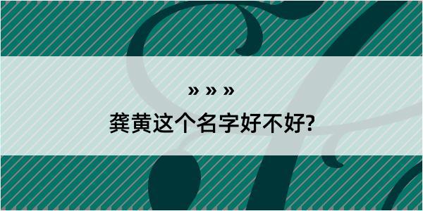 龚黄这个名字好不好?