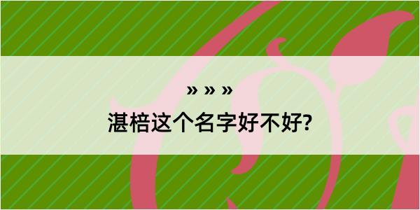 湛棓这个名字好不好?