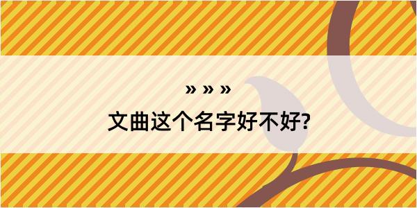 文曲这个名字好不好?