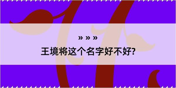 王境将这个名字好不好?