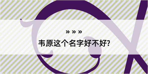 韦原这个名字好不好?