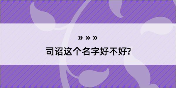 司诏这个名字好不好?